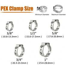 Pex Clamps, 50pcs 1 Inch 304 Stainless Steel PEX Cinch Crimp Rings Pinch Clamps For PEX Tubing Pipe Fitting Connections