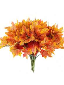 Set de 5 piezas Ramo de flores de hojas de arce artificiales, hojas de arce otoñales simuladas, plantas artificiales, para decoración de pared con flores, diseño de escenas, arreglos florales para sala de estar, dormitorio, bodas, fiestas, decoración del hogar, relleno de escritorio. Decoración de Halloween, hojas de otoño, cosecha de Acción de Gracias, suministros navideños, decoración del hogar, decoración de mesa, decoración de estilo rústico.
