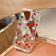 1 pieza Funda protectora transparente para teléfono móvil con elemento de cereza suave y suave, diseño personalizado, impermeable, antihuellas, antiarañazos