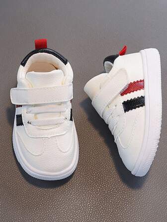 1 Pair Spring/Autumn New Fashion Hook And Loop Design Sports Canvas Shoes, Water-Resistant Leather Upper, TPR Soft Non-Slip Sole, Toddler Boys & Girls Sneakers For Indoor/Outdoor Wear, 1-4 Years Old