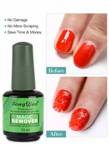 15毫升/瓶 指甲油卸甲液 指甲钢推力器 快速轻松卸除UV凝胶指甲油 半永久指甲油 美甲卸除工具 专业美甲师 无刺激指甲 - 無色 - 查看 6