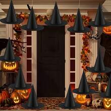 1PC Halloween Decoration Black Witch Hat, Loose Hanging Witch Hat, Suitable For Decorating Holiday Party Supplies In Front Porch Courtyard Indoor And Outdoor Witch Hats
