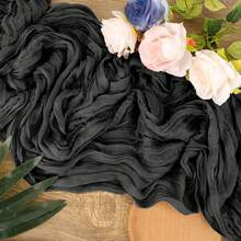 2pcs Black Cheesecloth Table Runner, 35x118 Inches Cheese Cloth Table Runner, Suitable For Weddings, Bridal Showers, Halloween, Thanksgiving, Christmas, Banquets, Party Center Decorations, Home Decor - Multicolor - View 6