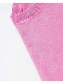 Jesus Religious Cross Sun Printed Retro Washed T-Shirt, 230G, Retro Street Style. Simple And Versatile, Pure Cotton Is Of High Quality, Novel And Fashionable, And It Is A Must-Have Fashion T-Shirt For Spring And Summer. - Hot Pink - View 5