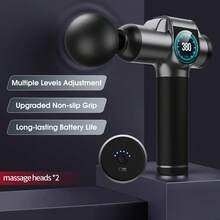 Benbo按摩枪，背部按摩器，缓解疼痛。配有多个按摩头。送礼自用皆宜。灰色和绿色可选。