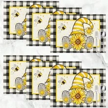1pc/4pcs/6pcs Vintage Country Style Pattern Printed Linen Placemats, Suitable For Dining Table, All Season Home Decor, Modern Washable Tabletop Mats, Room Decoration, Placemats, Coasters, Kitchen Dining Mats, Party Supplies, Ideal Gift