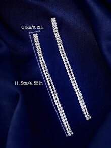 2pcs Women Jewelry Set - Rhinestone Encrusted Y-Shape Long Necklace And Earrings, Elegant For Wedding/Formal Events - 2-piece Set - View 5