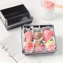 25/50pcs Square Charcuterie Boxes With Clear Lids - Disposable Food Containers For Swiss Rolls, Sandwiches, Strawberries, Slice Cake, Cookies - Paper And PET Bakery Boxes - Multicolor - View 3