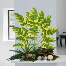 1 件人造竹芋植物，绿叶，82 厘米人造植物仿真盆栽盆景花家用盆栽装饰办公室植物饰品工艺品派对家居装饰桌，室内盆栽装饰人造香蕉树叶，18 头（无花盆） - 彩色 - 查看 10