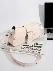 DareSee Casual Versatile Minimalist Fashionable Flap Shoulder Bag Music Fest Y2KFest Back To School Autumn Winter Gifts - Beige - View 6