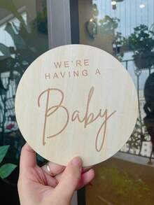 1 pieza Letrero de madera para anuncio de embarazo de bebé, placa de madera para anuncio de recién nacido, regalo para mamá embarazada, apropiado para nuevos padres y baby shower - color madera - Ver 2