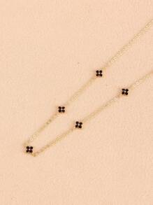 1 Pc Lucky Four Leaf Flower Necklace With Cold And Elegant Style, High Sense Collar Chain, Long Style, Elegant Tassel Neckchain, Female, Suitable For Women's Daily Wear ﻿