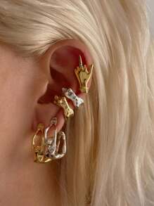 2pcs Women Fashion Unique Body Shape Stud Earrings, Luxury Versatile Hypoallergenic Earrings For Party & Daily Wear, Jewelry Gift