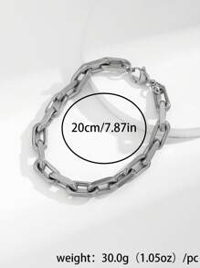1pc Men's Stainless Steel Fashionable Versatile Simple Cuban Link Flat Bracelet