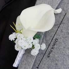 人造玫瑰和马蹄莲新娘捧花，婚礼装饰，新娘捧花，婚礼仪式，周年纪念礼物 - 白色B - 查看 10