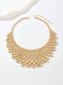 1pc Y2K Style Gold Chunky Bubble Necklace For Women Clubwear Statement Jewelry Chunky Necklace, Statement Necklace, Y2K Accessories - Multicolor - View 3
