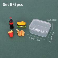 1 Set Of 4/5/6 Miniature Fast Food Play Kitchen Toy Model, Including Lunch Box, Beer, Fried Chicken, French Fries, Soda - Various - View 6