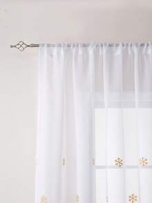 1 pieza Cortina navideña americana con bordado de copos de nieve - Multicolor - Ver 10