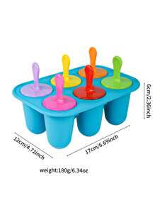 Molde de silicona para paletas heladas de 6 cavidades con tapa, fácil de limpiar y desmoldar, con opciones de colores múltiples, ideal para hacer helados caseros para niños y familias en verano