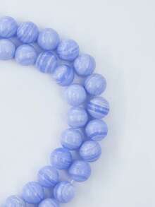 1 串蓝色蕾丝玛瑙圆珠疗愈能量宝石散珠 DIY 珠宝制作手链项链 4 毫米 6 毫米 8 毫米 - 彩色 - 查看 8