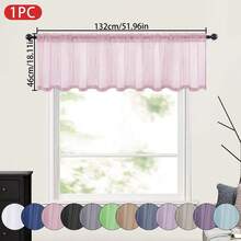 1pc Solid Color Sheer Curtain, Transparent Half Window Curtain, Filtering Sunshade Curtain With Rod Pocket, Suitable For Kitchen, Bathroom, Cafe Decoration, 100% Polyester Fabric Lightweight Transparent Voile, Suitable For Daily And Home Scenes - Multicolor - View 19