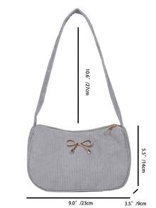 Bolso de hombro ligero con lazo decorativo en unicolor para mujer - Gris - View 2
