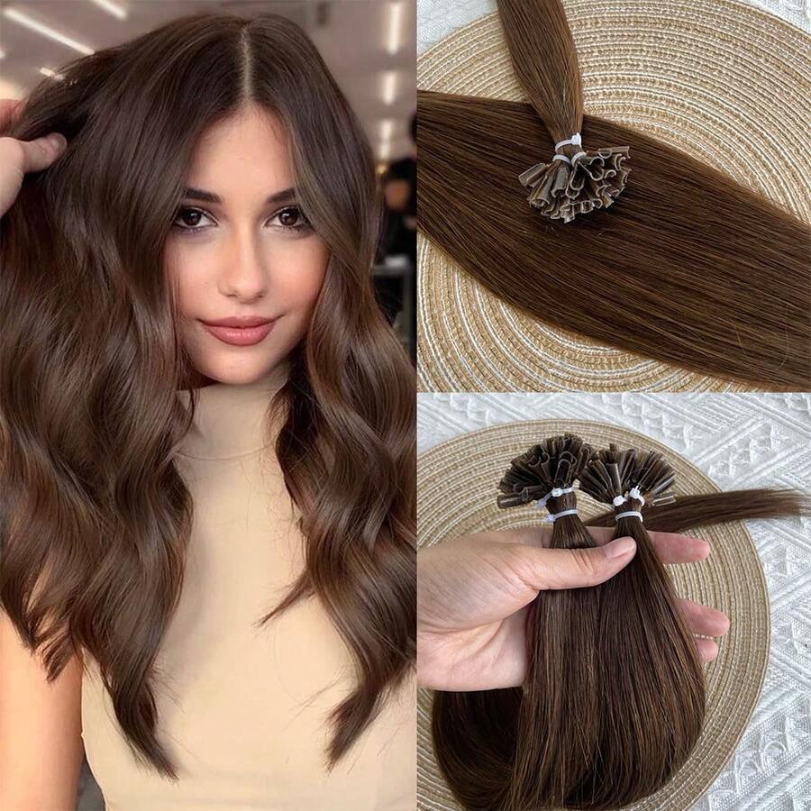 Real Natural Fusion U Tip Hair Extensions 50pcs/30g/Pack Lightweight Pre-Bonded Nail U Tip Hair 12 16 Inch For Women