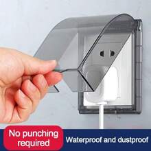 1 pieza Caja protectora autoadhesiva tipo 86 ultra delgada, impermeable, para toma eléctrica de pared, cubierta a prueba de salpicaduras para interruptor de pared en el baño