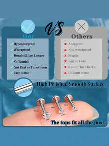Milacolato 18PCS Threadless Nose Rings Studs For Women Men 20G 18G 16G Hypoallergenic Surgical Stainless Steel Labret Lip Rings CZ Opal Push In Earrings Flat Back Nose Stud Cartilage Nostril Conch Helix Tragus Piercing Jewelry - 銀色 - 查看 6