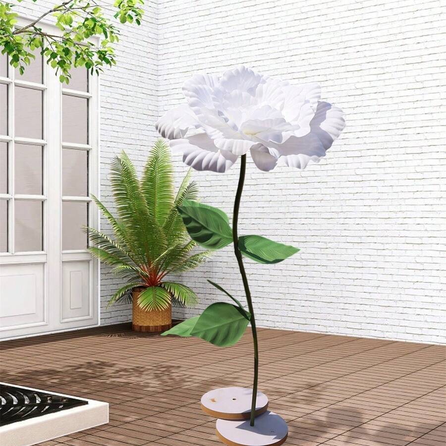 Giant Flowers For Decoration Artificial Peony Flower Head Large Fake Flower For Background Wedding Stage Party Decor - trắng - Xem 1
