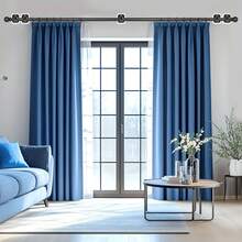 128-32 Inch Damage-Free No Drill Curtain Rods Adjustable Metal Drape Pole With Super Strong Adhesive Brackets, Contemporary Style For Renters, Apartments, Dorms, Indoor & Outdoor Use, Curtain Rods For Living Room - màu đen - Xem 8