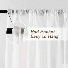 New  Crushed Voile Short White Sheer Curtains For Bedroom Rod Pocket See Through Crinkle Clear Sheer Curtains(2 Panels, 51" X 63", White) - 白色 51 寬 x 63 長(2 包) - 查看 2