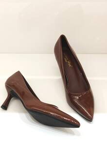 Revreal Classic Patent Heeled Pumps – Bold & Chic Basic Sexy Western Wedding Style Fairy Wedding Elegant Elegant Fashion - Brown - View 3