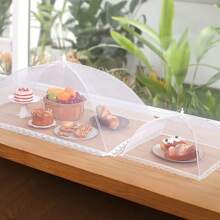 2 peças Grande Tenda de Malha Branca Pop-Up - Dobrável e Lavável, Ideal para Piqueniques, Churrascos e Festas ao Ar Livre, Protege contra Insetos, Perfeito para Buffet de Café da Manhã, Cobertura de Alimentos para Festa | Design de Malha Transparente | Abrigo de Alimentos Portátil, Suprimentos de Piquenique