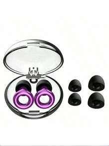 1 Pair Electroplated Ear Plugs, Silicone Material, Concert Earplugs, High-Fidelity Hearing Protection Noise-Proof, Suitable For Work And Noise Sensitive, Comes With Storage Case + 4 Pairs Of X, S, M, L Noise-Proof Earplugs