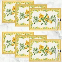 1pc/4pcs/6pcs Vintage Country Style Pattern Printed Linen Placemats, Suitable For Dining Table, All Season Home Decor, Modern Washable Tabletop Mats, Room Decoration, Placemats, Coasters, Kitchen Dining Mats, Party Supplies, Ideal Gift