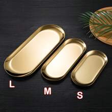 LEAPAIR 1/2/3 peças Bandeja Decorativa Oval de Aço Inoxidável Dourada/Prateada/Preta P/M/G, Bandeja para Joias, Bandeja para Toalha/Penteadeira, Prato, Bandeja para Chá/Frutas, Organizador de Cosméticos e Joias, Estilo Nórdico