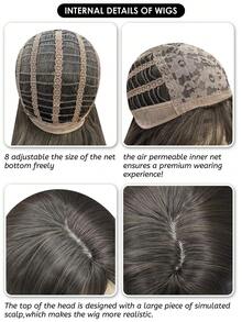 alicegarden 1 片人造耐热卷发，自然波浪分缝假发，棕色 28 英寸，日常自然使用顺滑逼真假发 - 棕色 - 查看 8