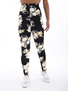 Pantalones deportivos informales elásticos para mujer, estampado floral, elegante y versátil, apropiado para uso diario, caminatas al aire libre, compras, fiestas, con opciones de varios colores, adecuado para primavera, verano y otoño
