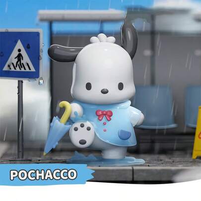 Sanrio Characters Rainy Day Series Collectible Figurines - Weather-Themed Decorative Plush Ornaments Featuring Hello Kitty & Friends (Kuromi, Pompompurin, My Melody, Cinnamoroll) For Home & Office Decor