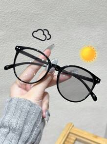1pc Women Oval Fashion Photochromic Glasses For Stylish Daily Accessories For Summer Beach Vacation,Outdoor,Travel