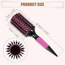 2 In 1 Round Barrel Hair Brush Kit For Women With Small Boar Bristle Round Brush, Professional Hair Styling For Blow Drying, Curling, Scalp Massage, Wet And Dry Use (Pink & Brown)