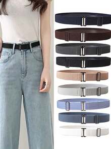 1pc Women's Elastic Waist Belt For Summer - Elastic Waistband, Adjustable Flat Buckle Belt - Jeans Dress Elastic Waist Belt, Suitable For Summer, School, Autumn, Halloween