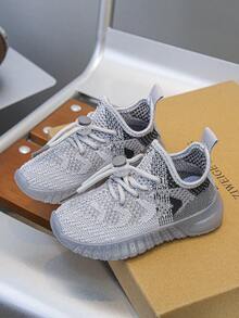 1pair Breathable Athletic Sneakers For Infant/Toddler Boys/Girls, Spring & Autumn - Grey - View 6