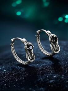 1 par de brincos de cobra com pedra verde da moda, minimalistas, sofisticados, personalizados, descolados e casuais, adequados para homens usarem diariamente, ao ar livre, no trabalho, ótimo presente de aniversário para amigos