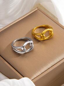 1 件复古 18K 镀金不锈钢镂空设计戒指，适合女性日常佩戴、婚礼和情人节礼物