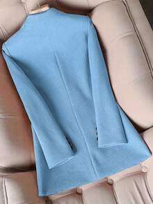 HOMEYEE Women's Vintage Elegant Lapel Long Sleeve Blouse, Casual Business Office Lady Top Coat For Autumn & Winter - 藍色 - 查看 2