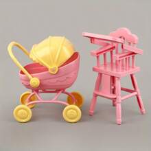 1 Set Carrito de muñeca en miniatura, Cochecito realista con trona para muñecas que fomenta el juego imaginativo para el rol, accesorios para casa de muñecas