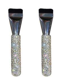 1pc Flat Head Pink Foundation Brush, High-End Rhinestone Decorated Liquid Foundation Makeup Brush, Lightweight & Portable, Suitable For Liquid Products, Fashionable Gift - Multicolor - View 12