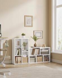 VASAGLE Bücherschrank, Bücherregal, mit 5 Fächern, Büroregal, Würfelregal, Standregal, für Wohnzimmer, Schlafzimmer, Büro, Kinderzimmer, weiß